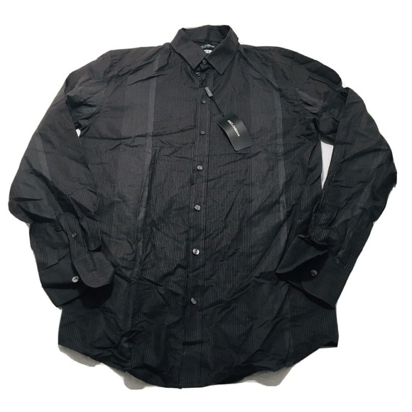 Men's Dolce & Gabbana Black Striped Shirt Sz 15 1/2 39 Made in Italy NWT G5443T